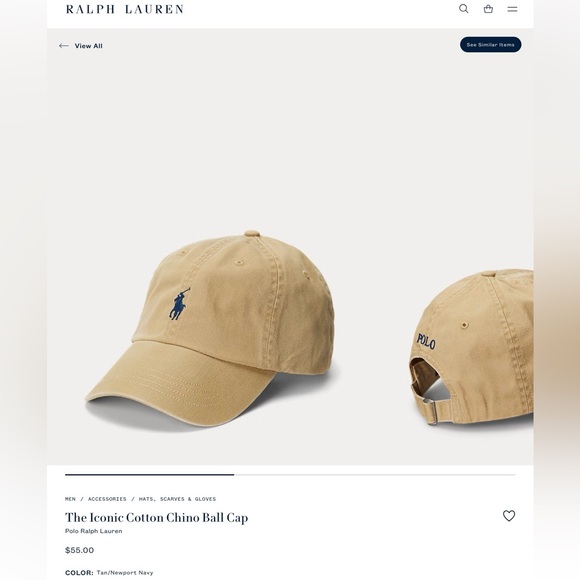 Ralph Lauren The Iconic Cotton Chino Tan Khaki Baseball Cap - Picture 8 of 10